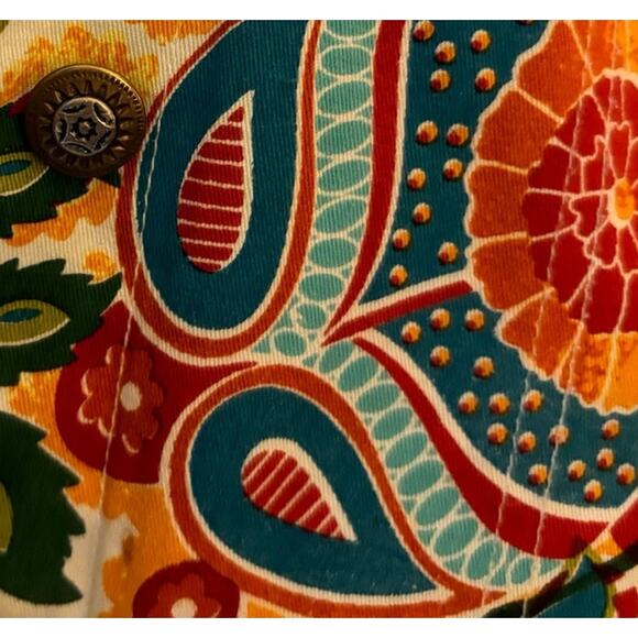 Mirror Image Floral Paisley Button-Up Jacket, Boho Retro Print, Size Large - Picture 3 of 4